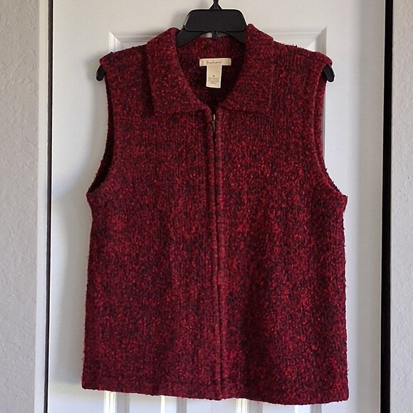 Bechamel Red Zip Cable Knit Sweater Vest Women's Size M - Picture 1 of 12